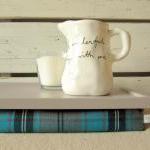  Laptop Lap Desk or Breakfast serving Tray - Grey with Black, Turquoise and Grey checks