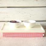  Laptop Lap Desk or Breakfast serving Tray - Off White with White and Orange Striped Lycra Pillow