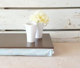 Computer pillow tray without borders- Greyish brown with sky blue floral cushion- Custom Order