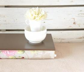 Stable table, iPad stand or Breakfast serving Tray - Greyish brown with Rose Floral print Pillow