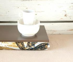 Stable table, iPad stand or Breakfast serving Tray - Greyish Brown with Blue and Brown Floral pillow
