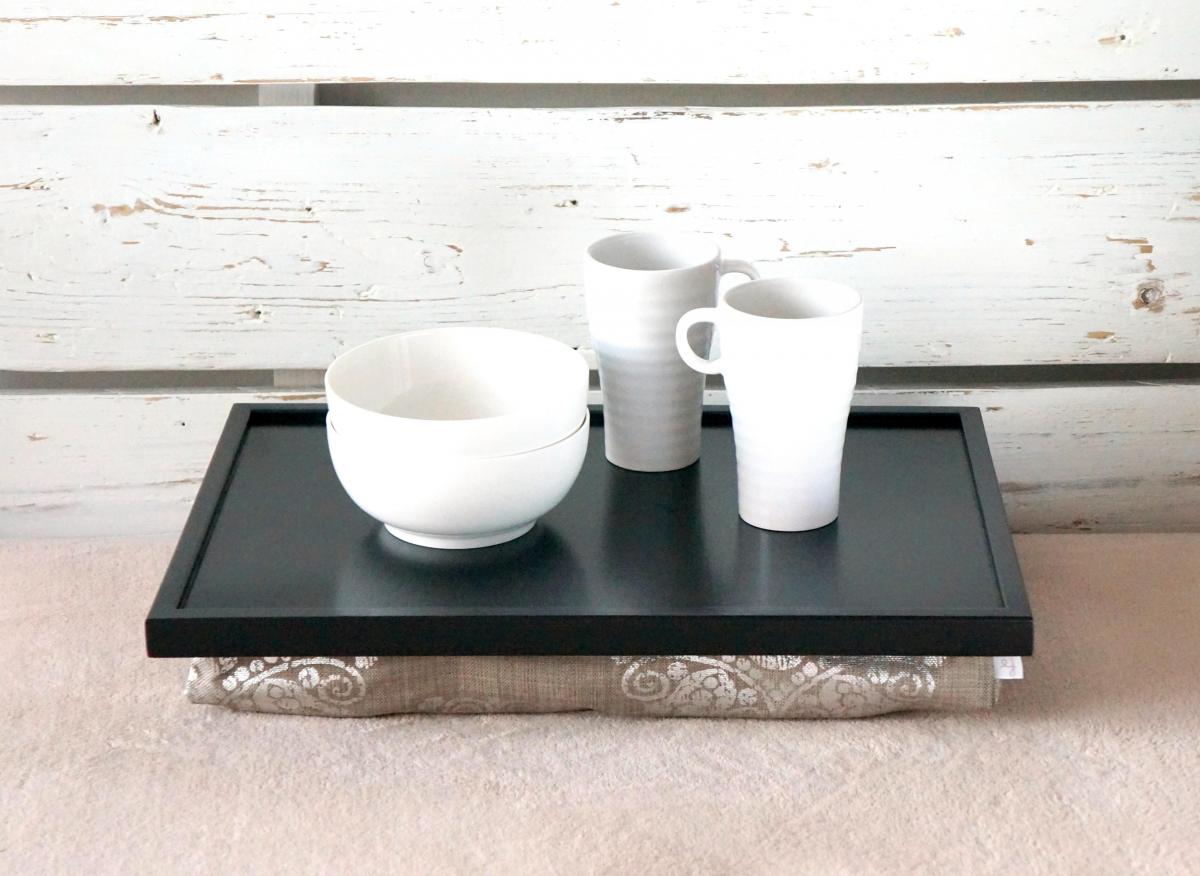 Laptop Lap Desk Or Breakfast Serving Tray, Stable Table Black With